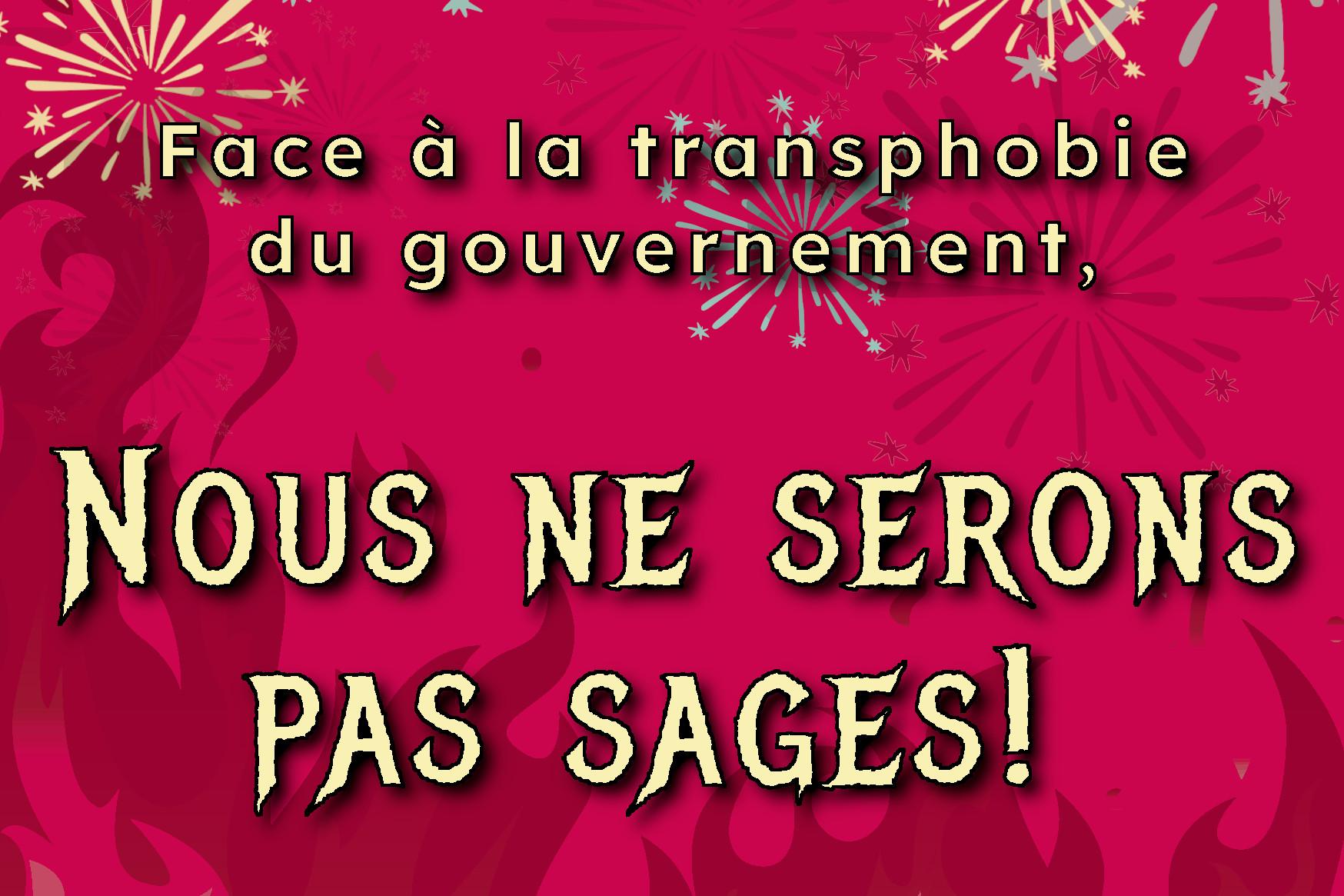 Face à la transphobie du gouvernement, nous ne serons pas sages!